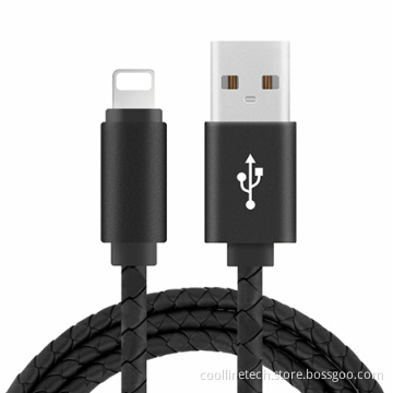 Leather Braided USB Cable, USB A to Lightning Cable / Type C Cable / Micro USB Cable, Fast Charging and Data Sync Type C Cable
